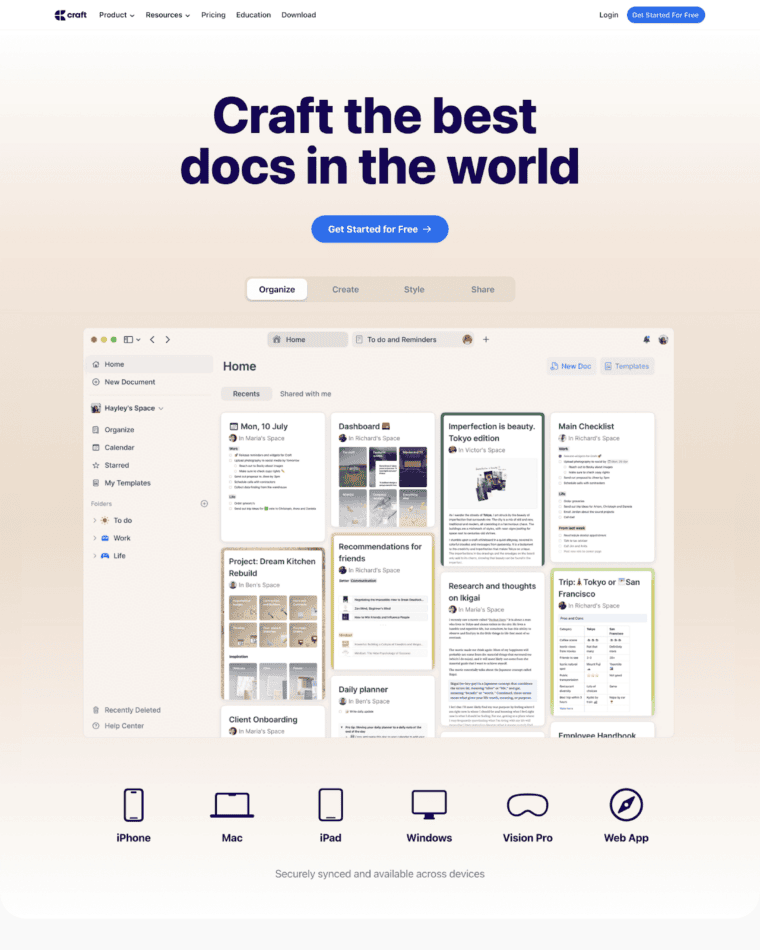Craft SaaS Landing Page