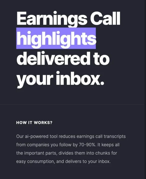 Earnings Call Newsletter Landing