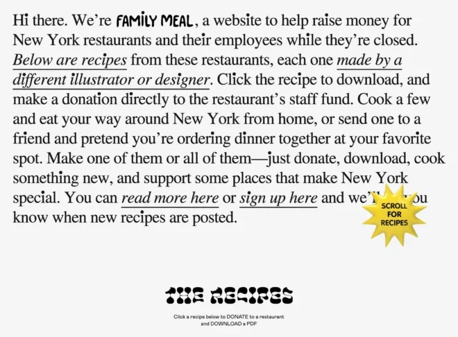 Family Meal Newsletter Landing