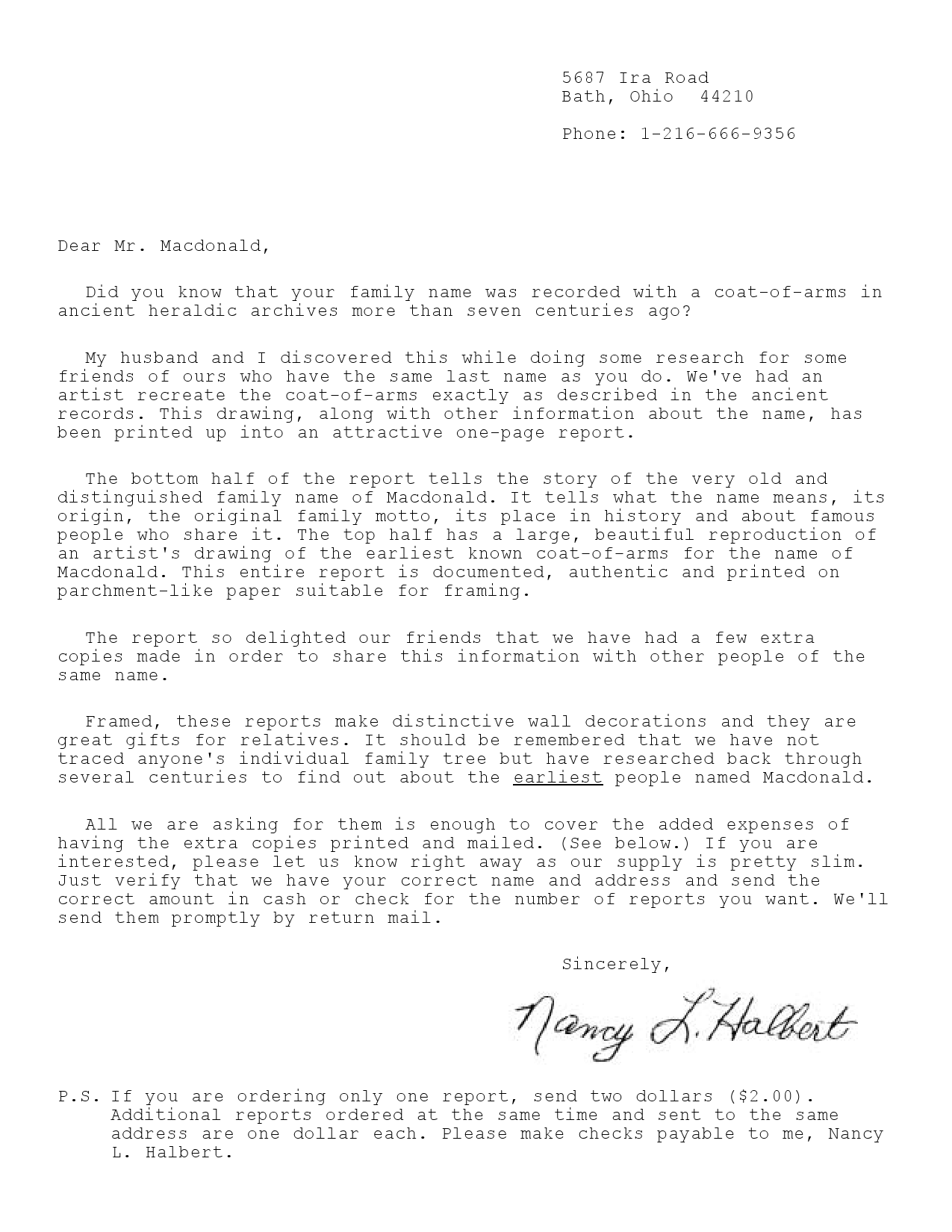 “Coat Of Arms” Sales Letter by Gary Halbert