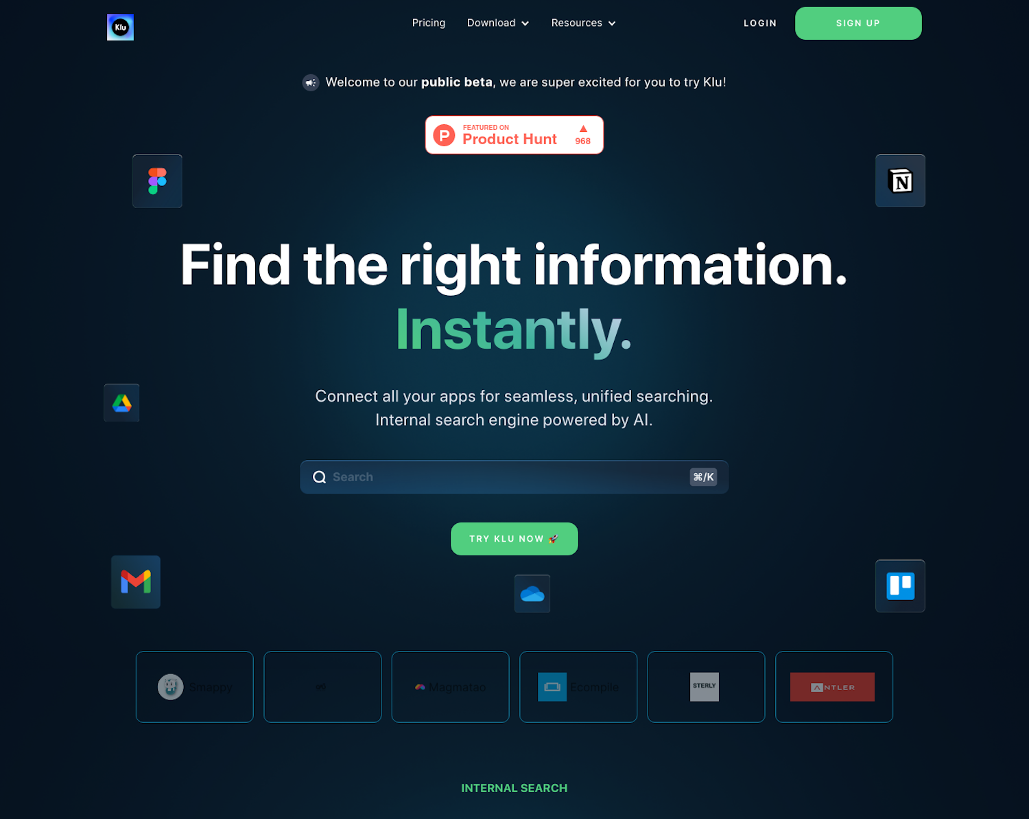 Klu SaaS Landing Page