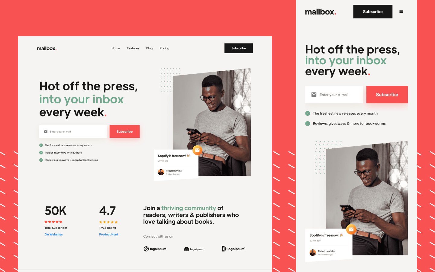 Mailbox Newsletter Landing Page
