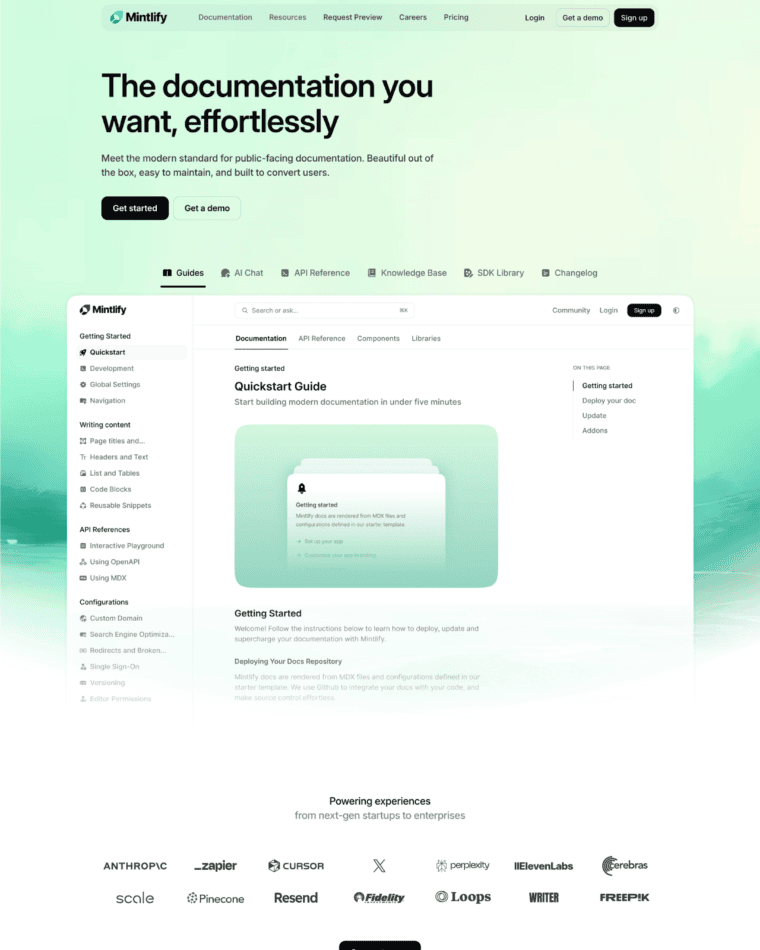 Mintlify SaaS Landing Inspiration