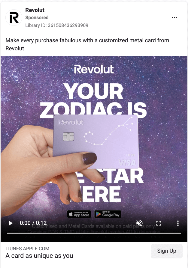 Revolut Facebook Ad