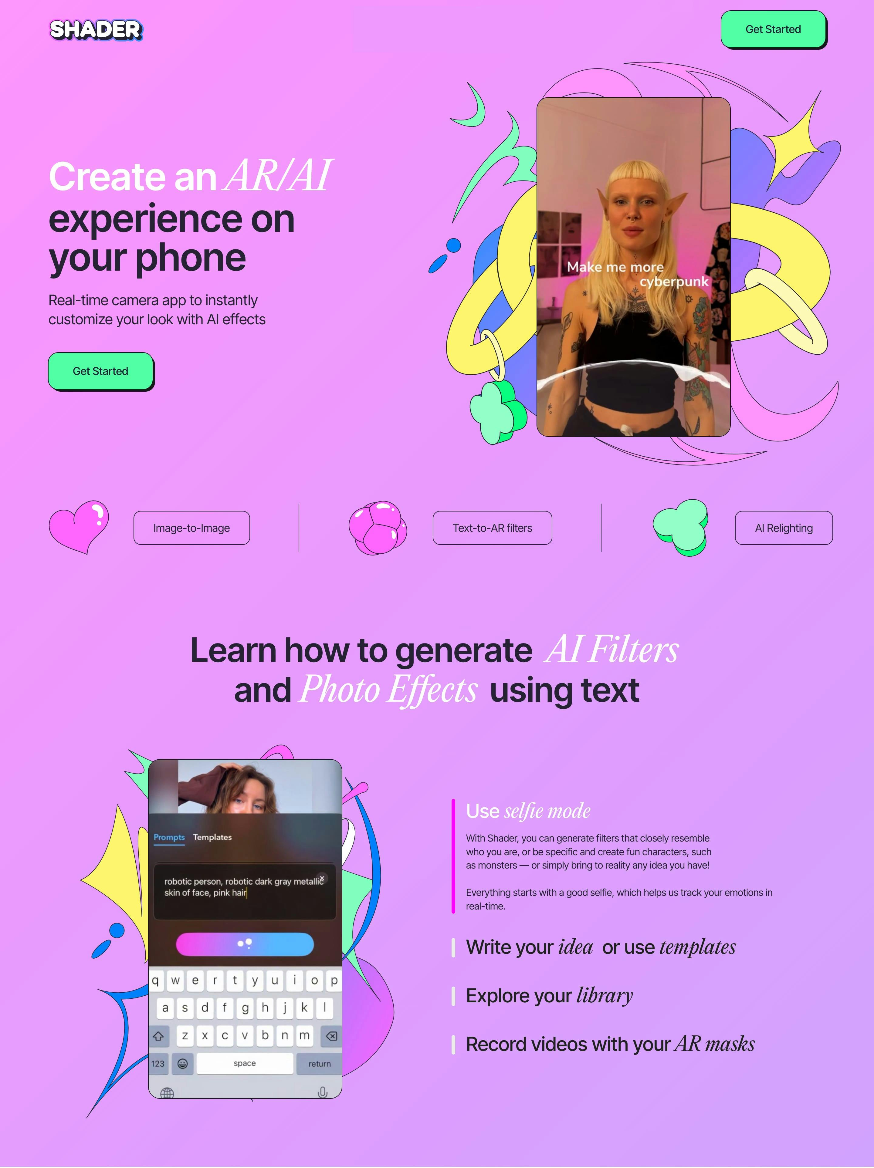 Shader AR/VR Landing Page