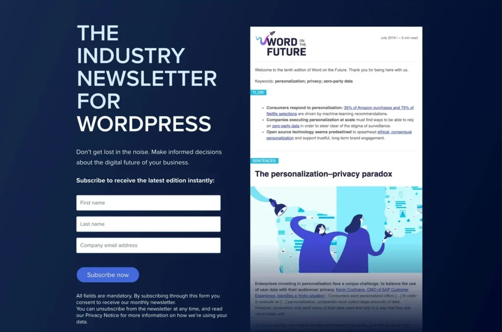 Word on the Future Newsletter Landing