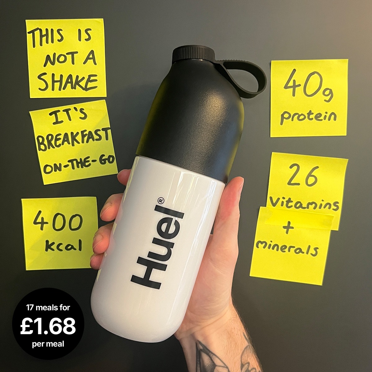 Huel Sticky Note Facebook Ad Inspiration