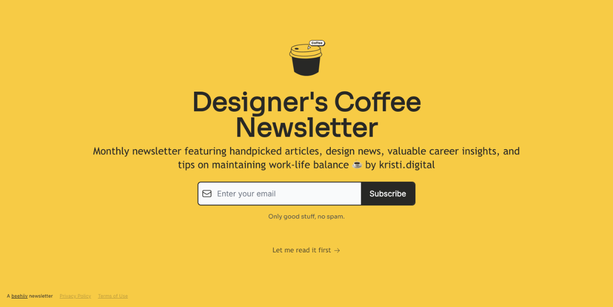 Designer's Coffee Newsletter