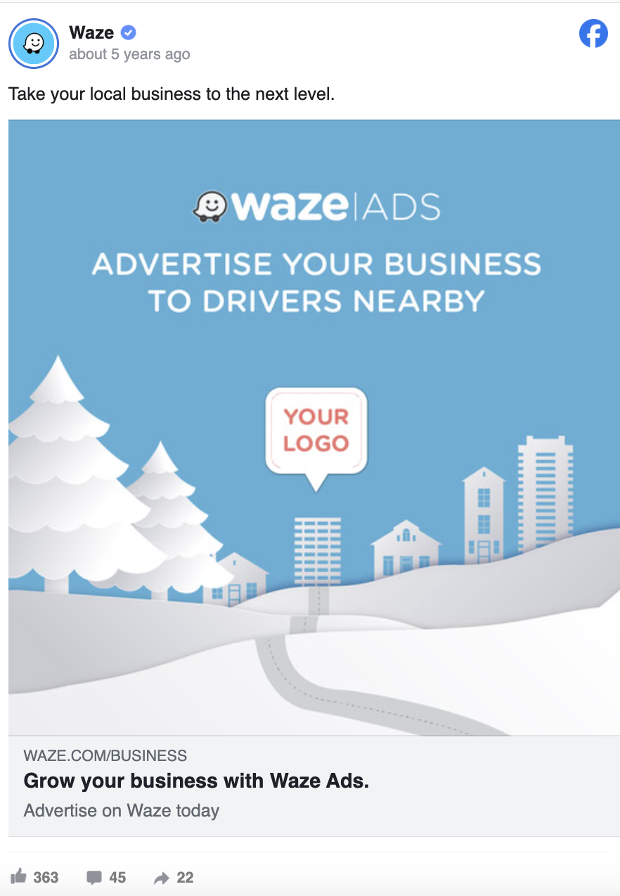 Grow your business with Waze Facebook Ad