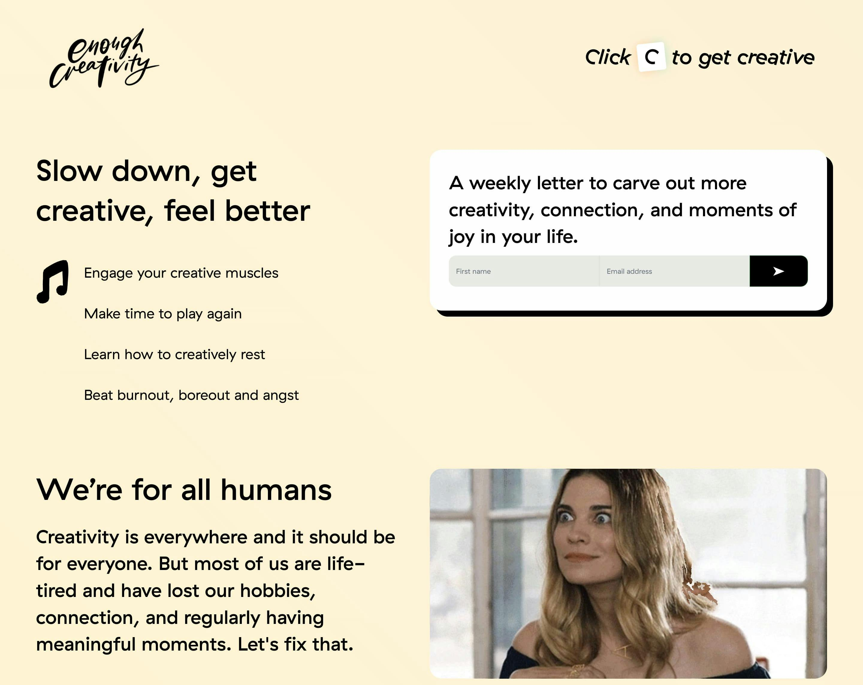 Enough Creativity Newsletter