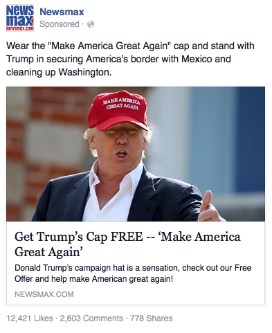 Free Donald Trump Hat “Trial Offer” from Newsmax
