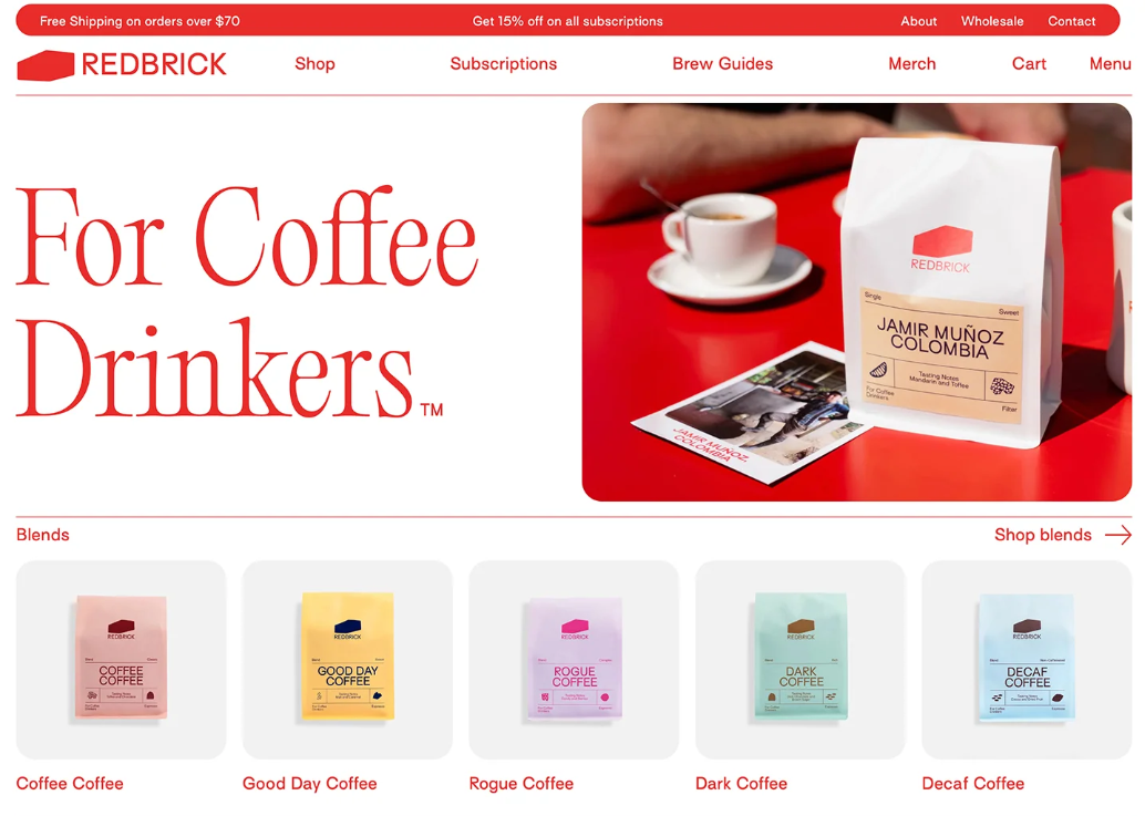 Red Brick Shopify Landing Design