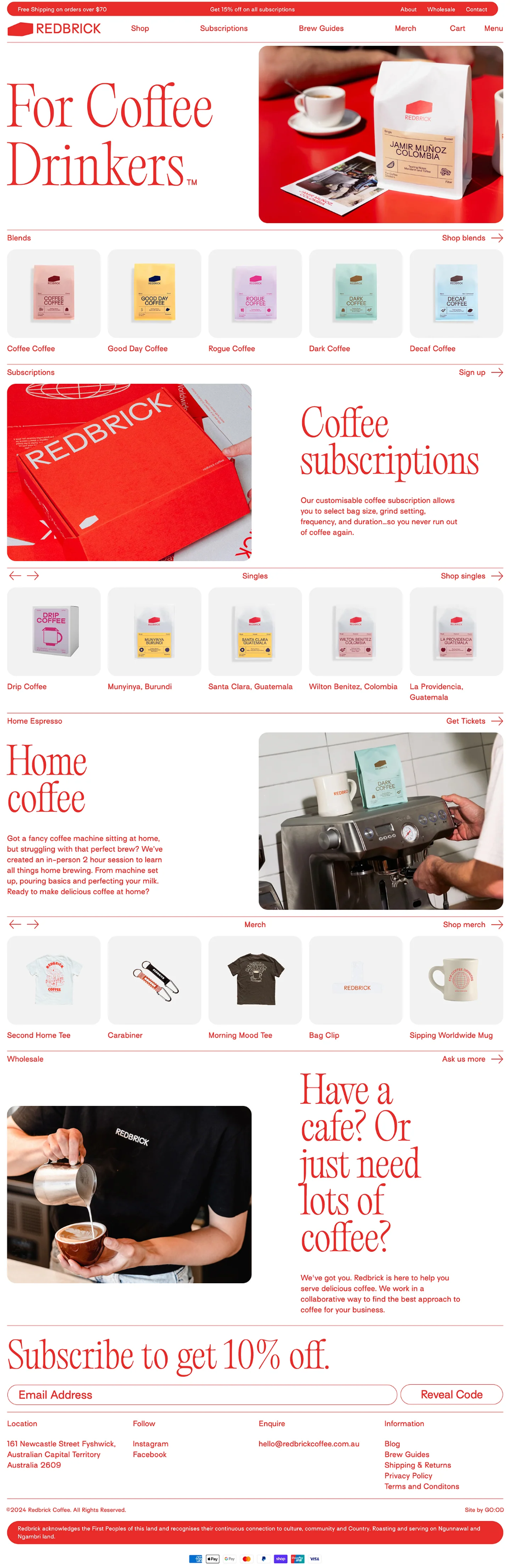 Red Brick Shopify Landing Design