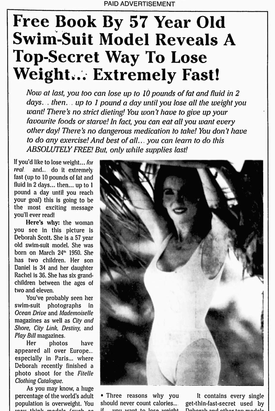 57 Year-Old Swimsuit Model Ad by Gary Halbert