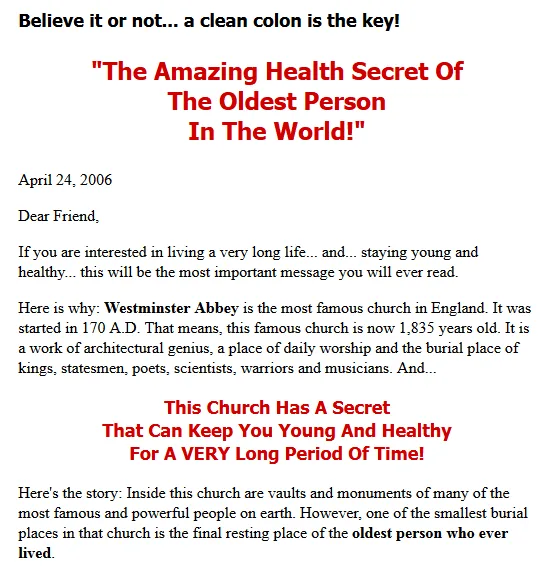 Colon Cleanse Salesletter by Gary Halbert