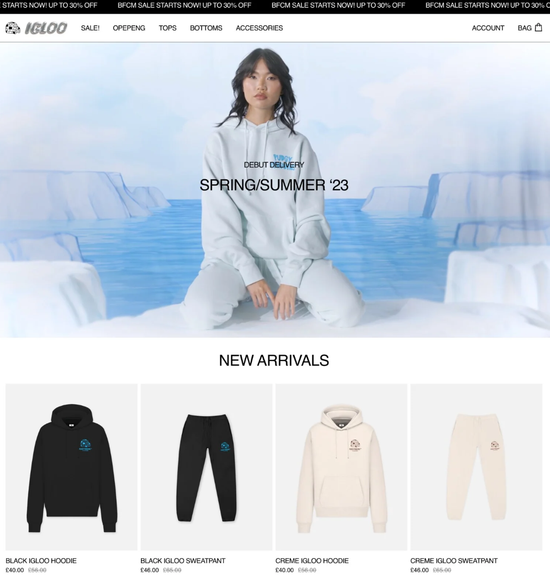 Igloo Hoodies Shopify Website Design